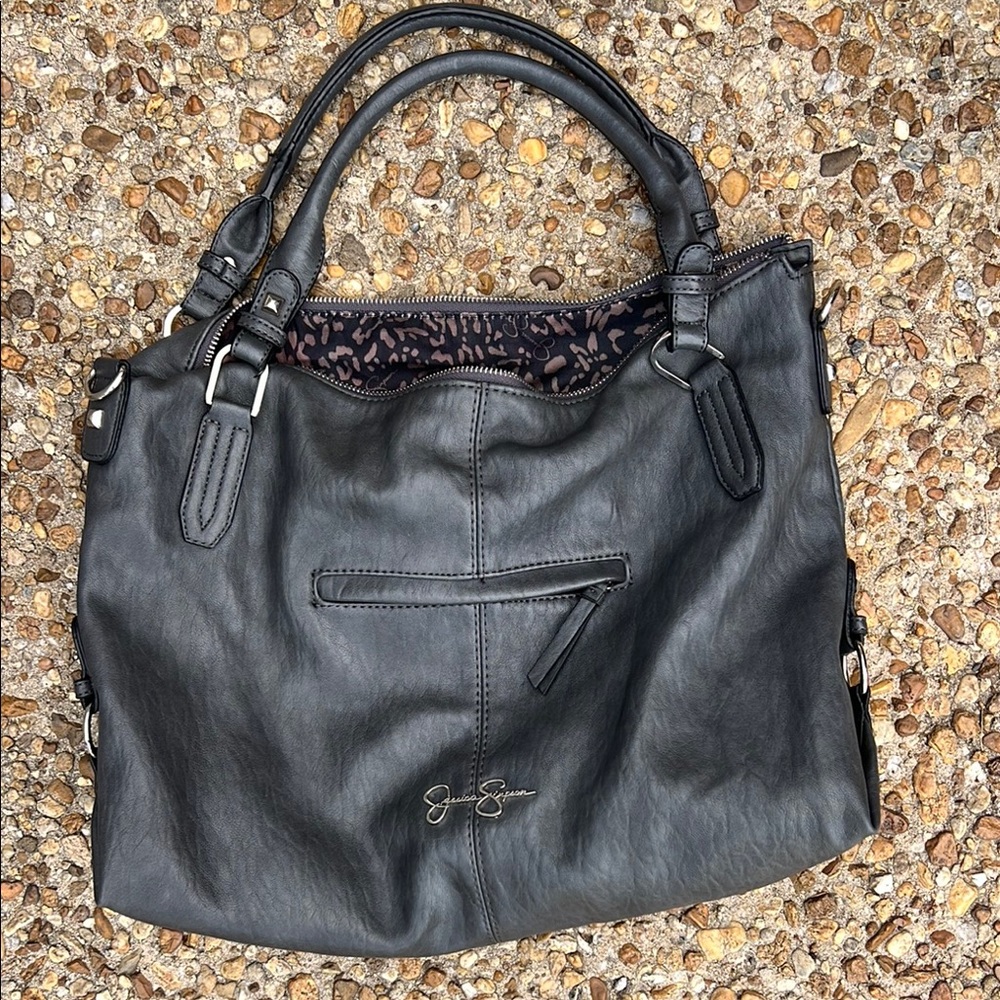Jessica Simpson Dark Gray Leather Handbag